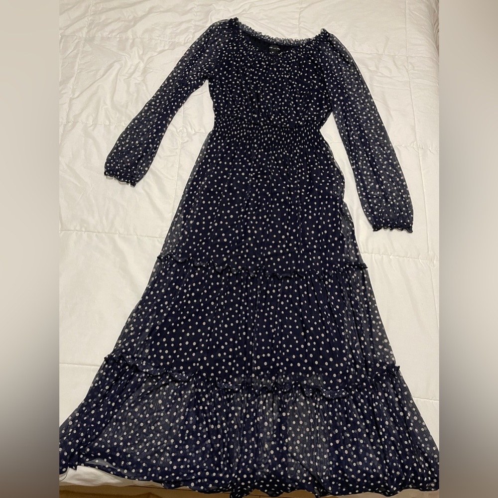 Kate & Lily blue polka dot full length dress